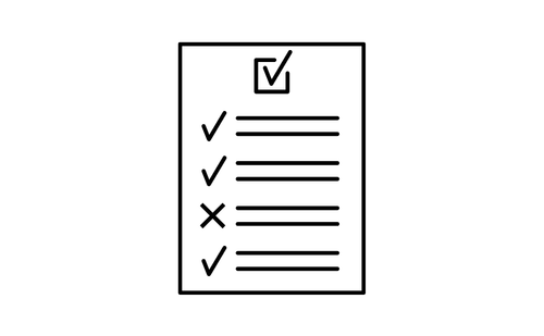 Image of a checklist with checkmarks and one X