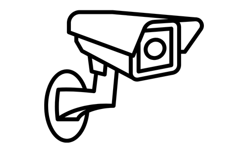 Black and white icon of a security camera