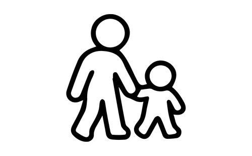 Image of an adult holding the hand of a child while walking