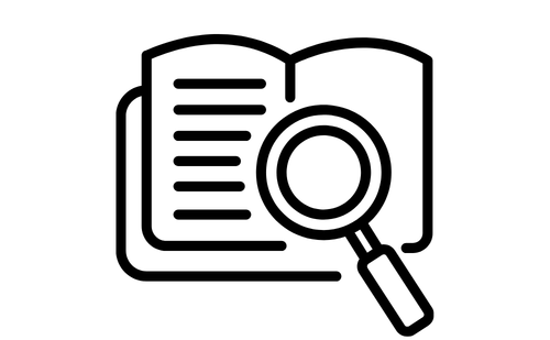 Image of a book with a magnifying glass over it